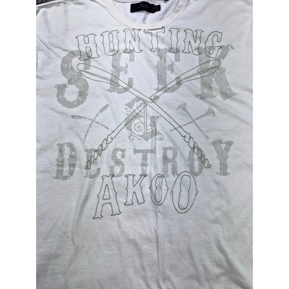 Akoo T-Shirt Men 3XL White Flap‎ Pkt Seek & Destroy Graphic SS